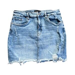 Kendall & Kylie Light Blue Distressed Denim Skirt